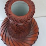 Vase Wicker braided style mahogany Scandinavian