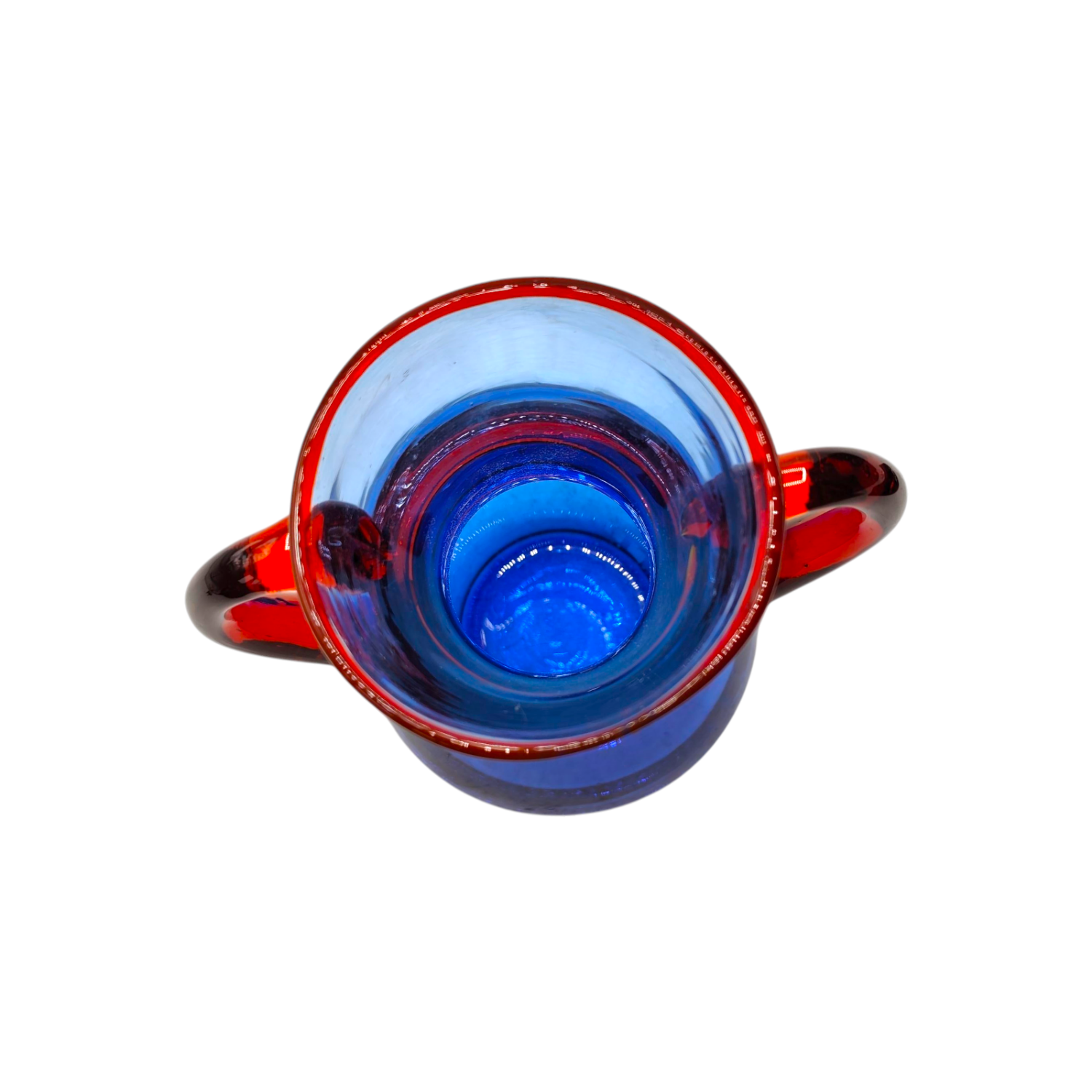 Vintage Late 20th Century Murano Glass Vase - Cobalt Blue and Red