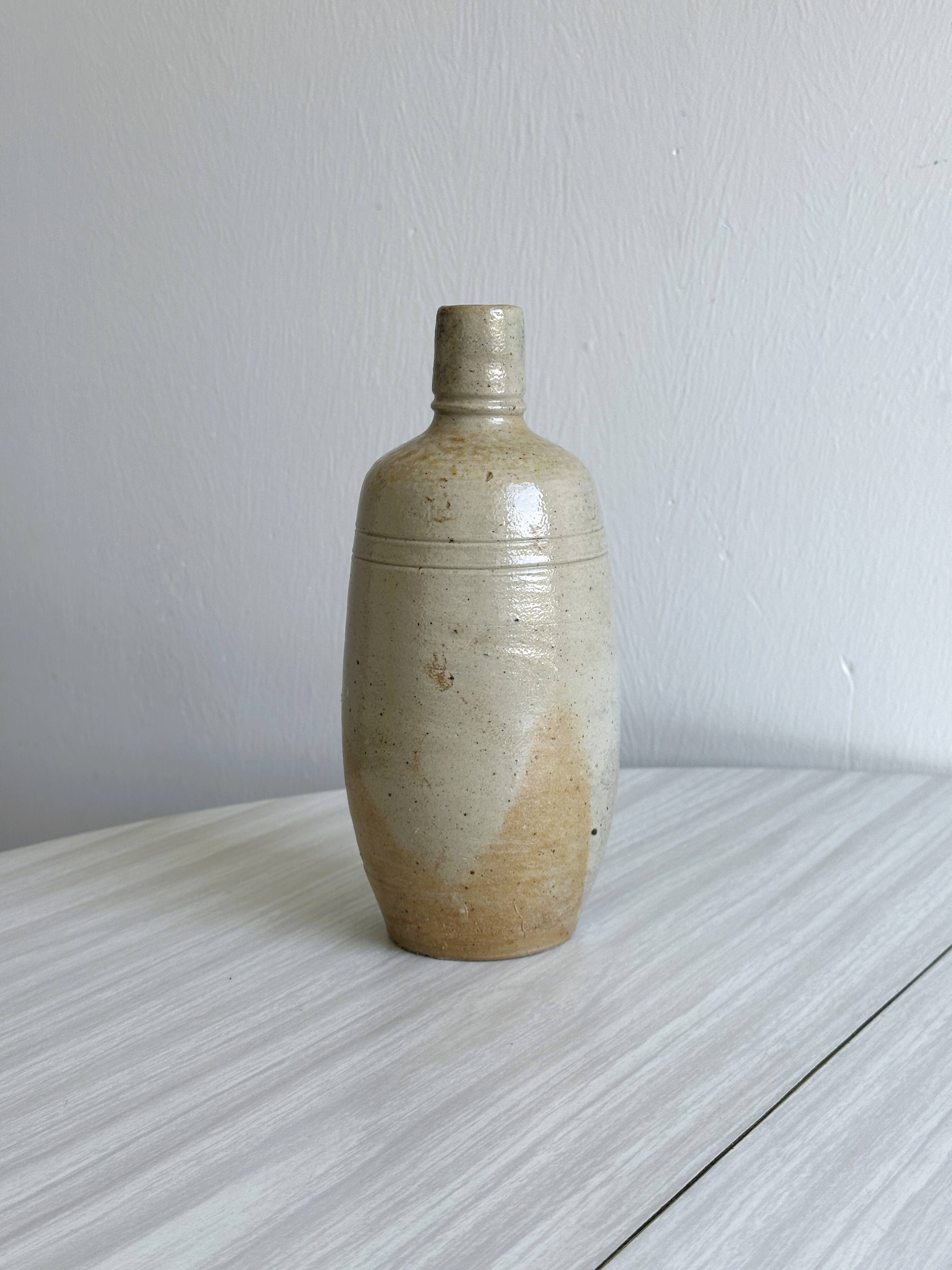 2 stoneware ceramics, vintage glazed stoneware vase