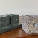 Set of 6 vintage marble and stone candlesticks