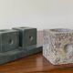 Set of 6 vintage marble and stone candlesticks