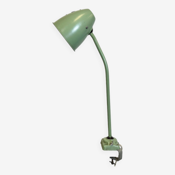 Green industrial workshop table lamp, 1960s