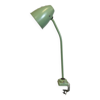 Green industrial workshop table lamp, 1960s