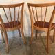Pair of vintage bistro chairs 1960's blond wood and skaï