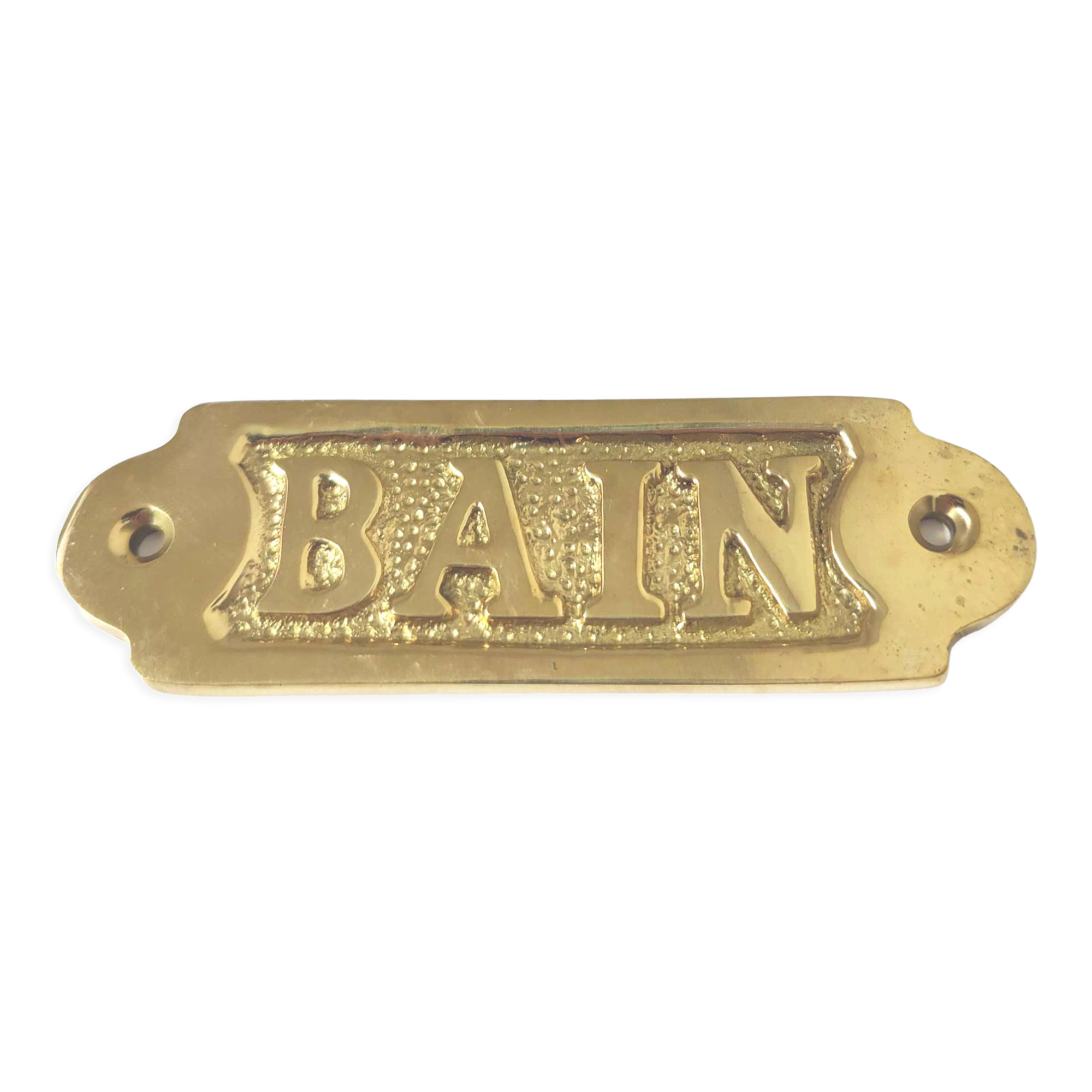 Brass bathroom door plate