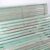 Antique French Park Benches Painted In Greenish Color From 1930s