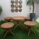 Summer Lounge 4 stools and coffee table Wicker of the 1960s