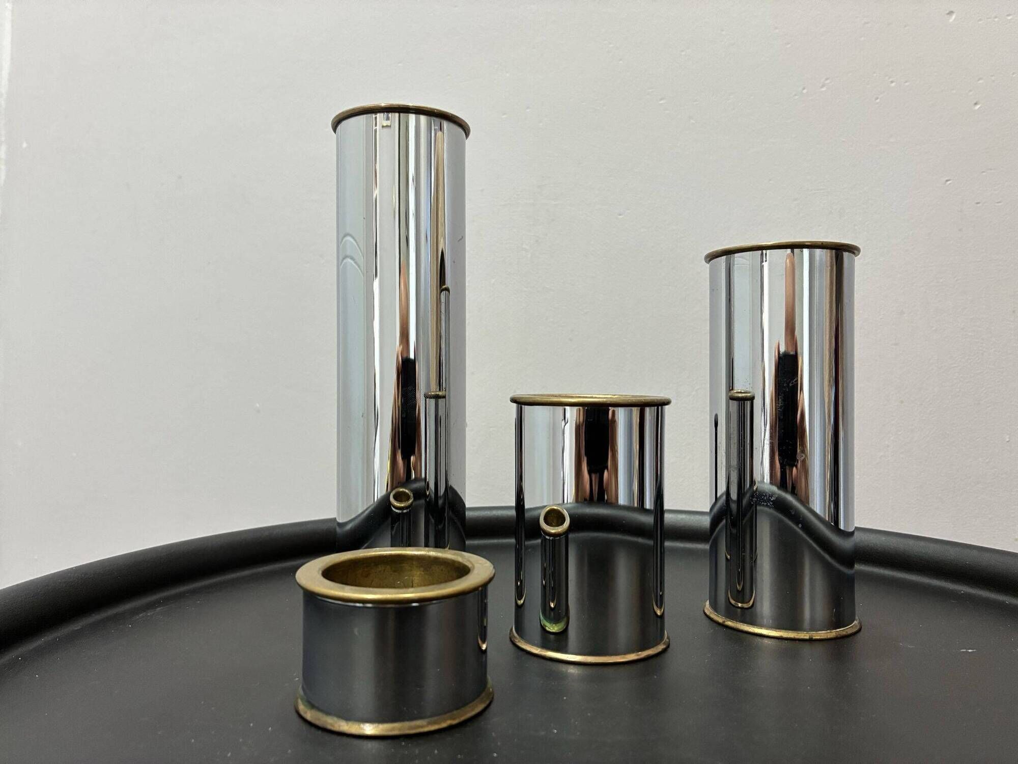 Set of 4 Cylinder 2000 candle holders by Staffan Engelsson, 1970s