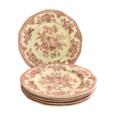 Lot of 6 flat plates wedgwood model pheasant pink Asian pheasant