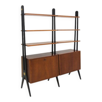 Scandinavian "Double" bookshelf in teak, Sweden, 1950.