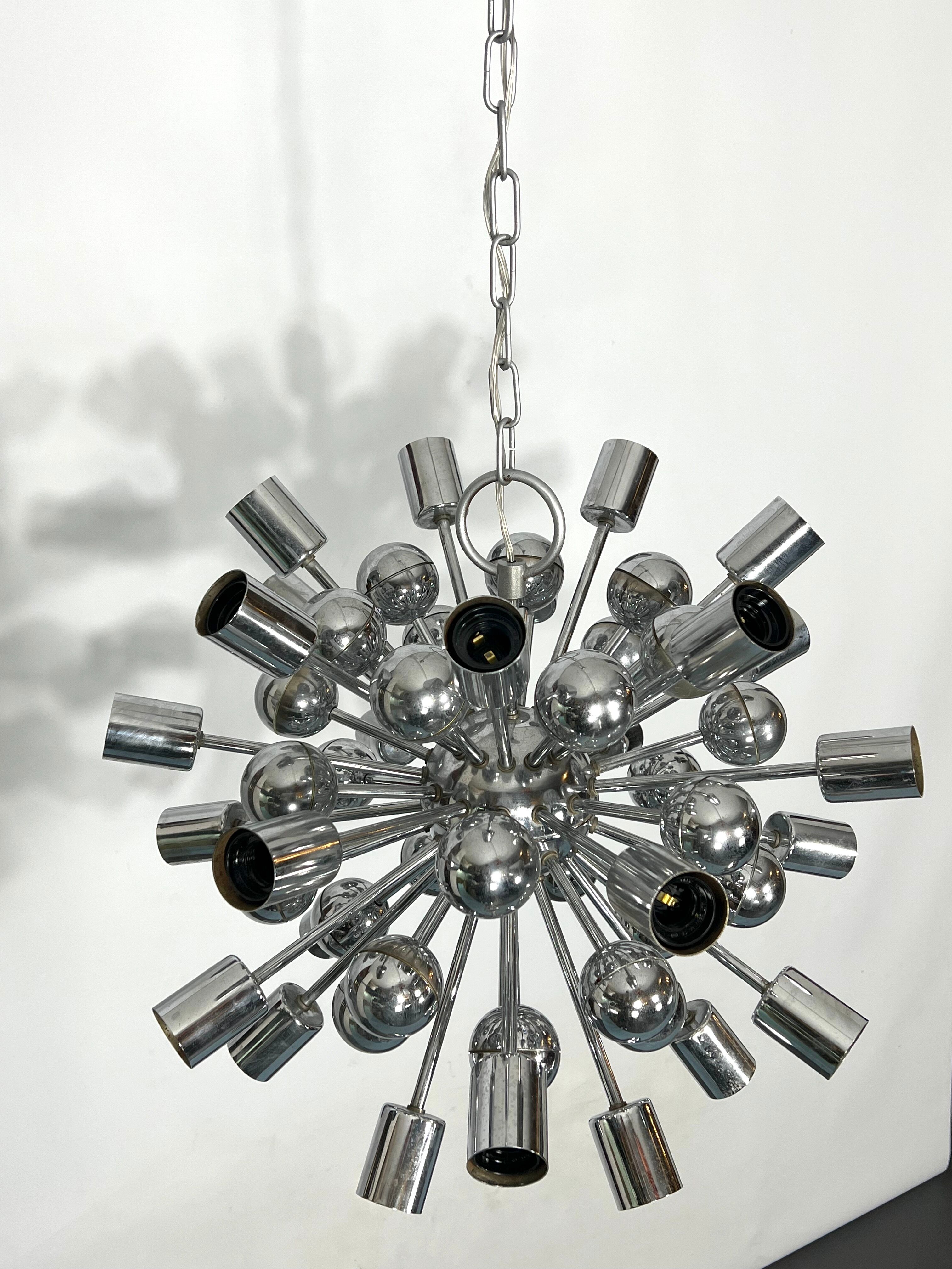 Vintage chrome sputnik by Reggiani. Italy 1970s