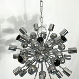 Lustre Sputnik chromé vintage par Reggiani Italie années 1970