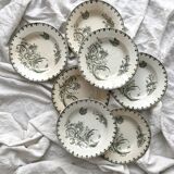 7 earthenware soup plates with butterfly and flower design "Nancy" LG Clairefontaine