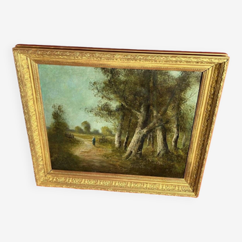Barbizon School signed, 19th century oil on canvas representing a landscape