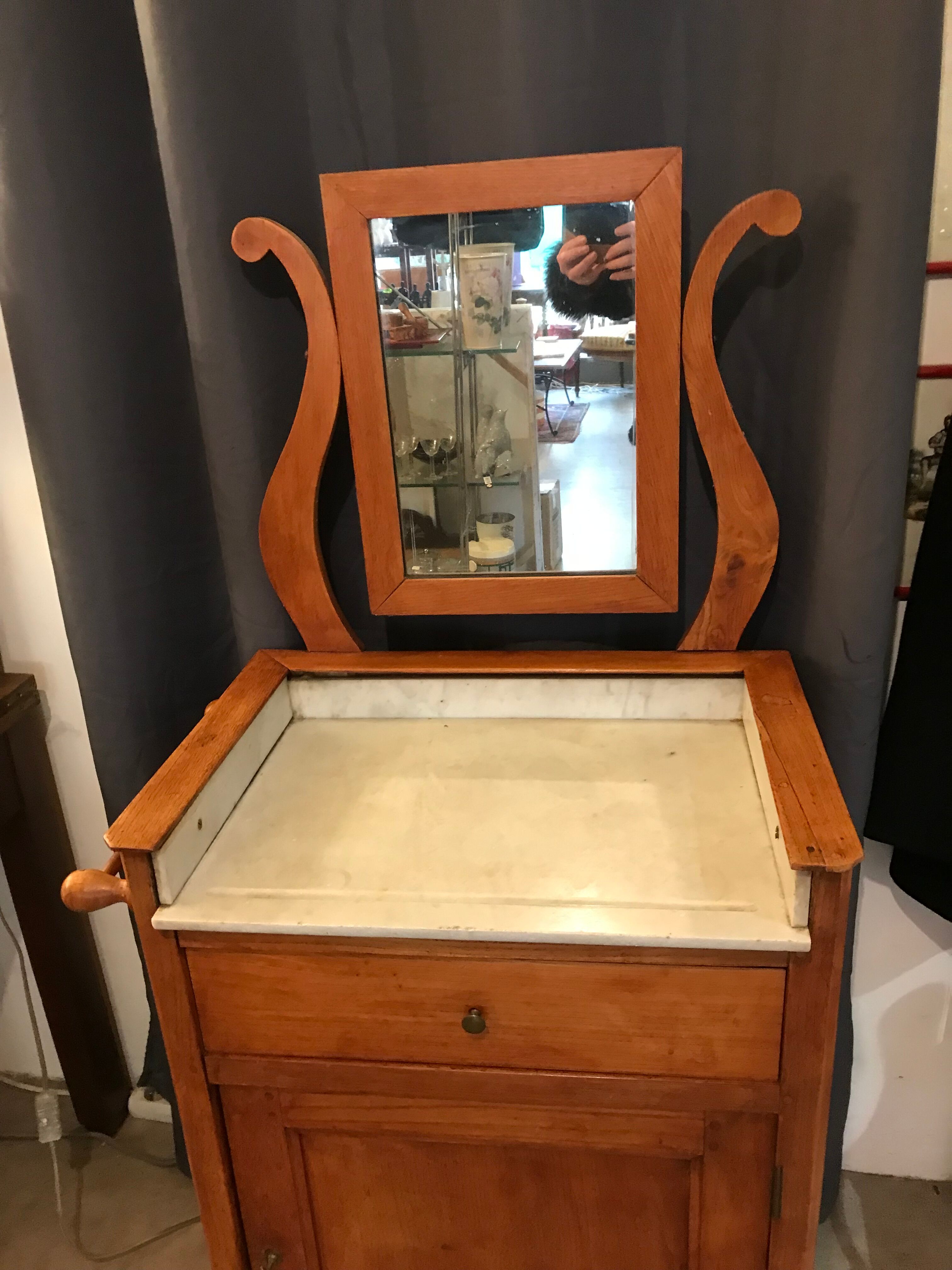 1900 period dressing table pitchpin with marble and mirror