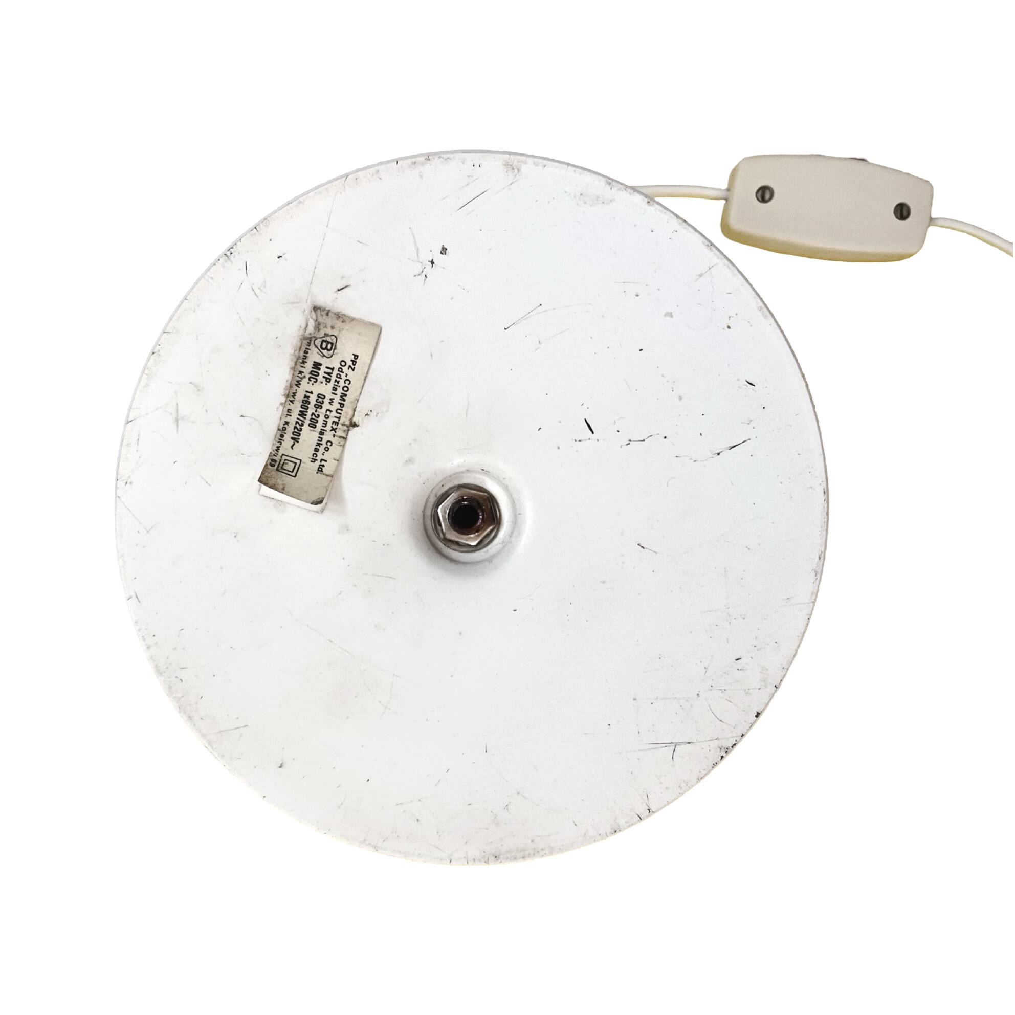 White, spherical space age table lamp, Poland 1980s.