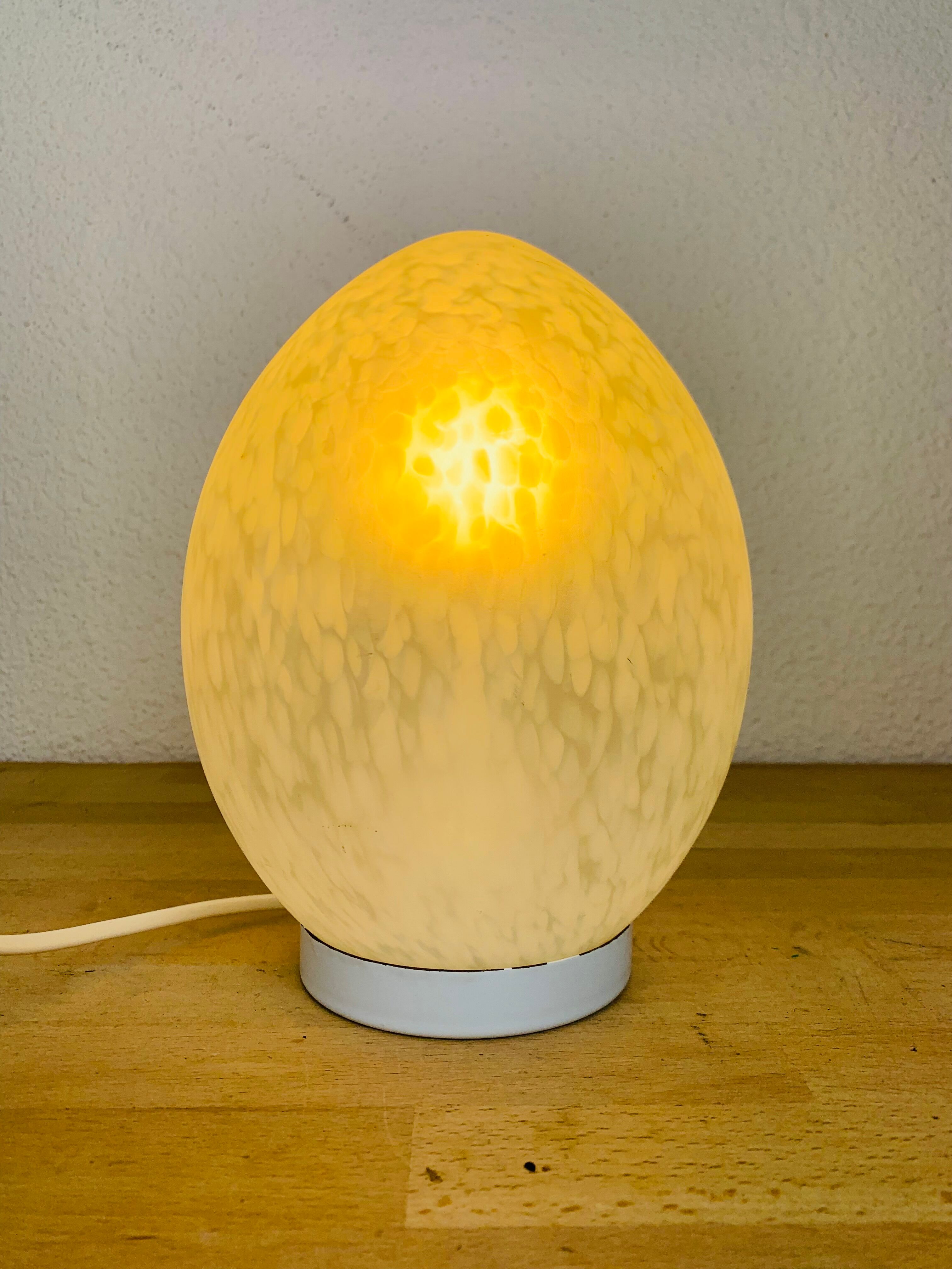 Domec egg lamp, speckled glass from Vianne, 70s