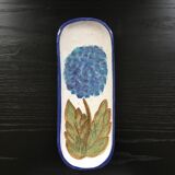 Stoneware dish with hydrangea decoration signed