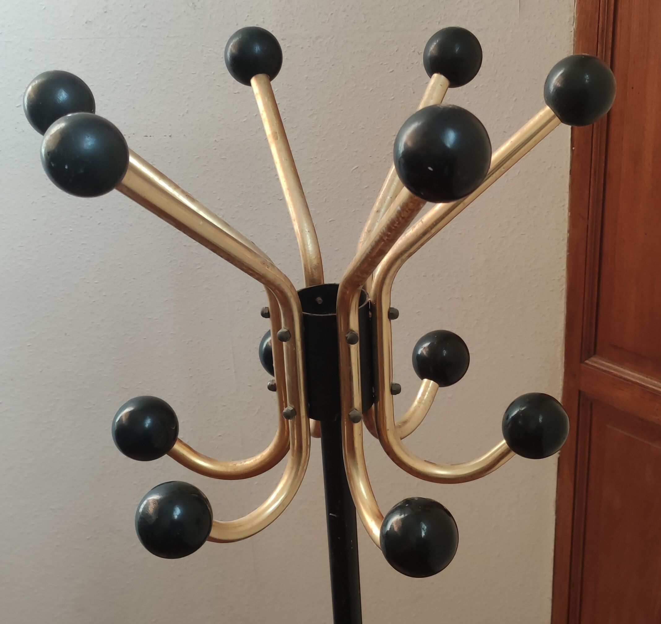 Vintage metal coat rack black and gold