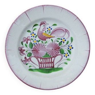 Old KG Lunéville Flat Plate - Rooster on Basket