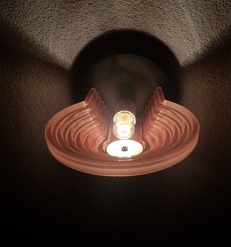 Pink glass applique from the 80s