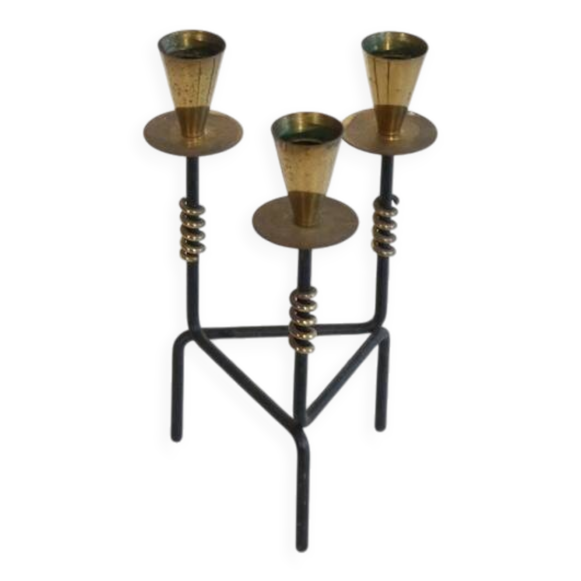 Swedish metal and brass candle holder by Nils Johan 1970