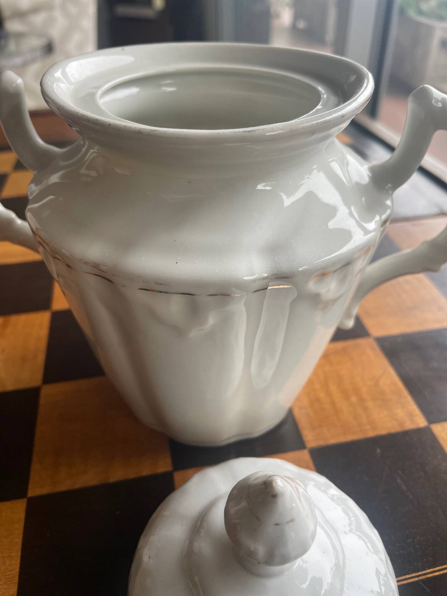 White porcelain sugar bowl