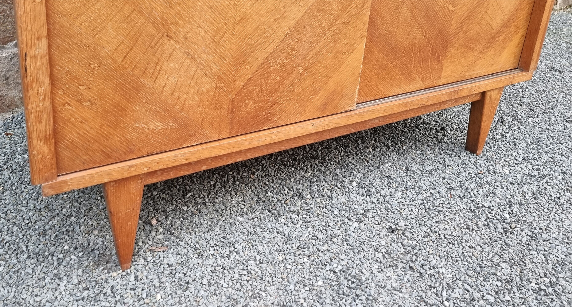 Wardrobe, wood, sliding doors, vintage, 50s / 60s