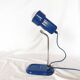 Blue and chrome adjustable spot desk lamp, Vrieland Design, Netherlands, 1970s