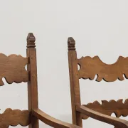 Pair of Italian Carved Wooden Armchairs, Lombardy, 1900s.