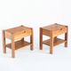 Pair of vintage bedside tables. Elm wood. France, 1970s