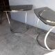 Paire de console demi lune chrome et verre ep 1970