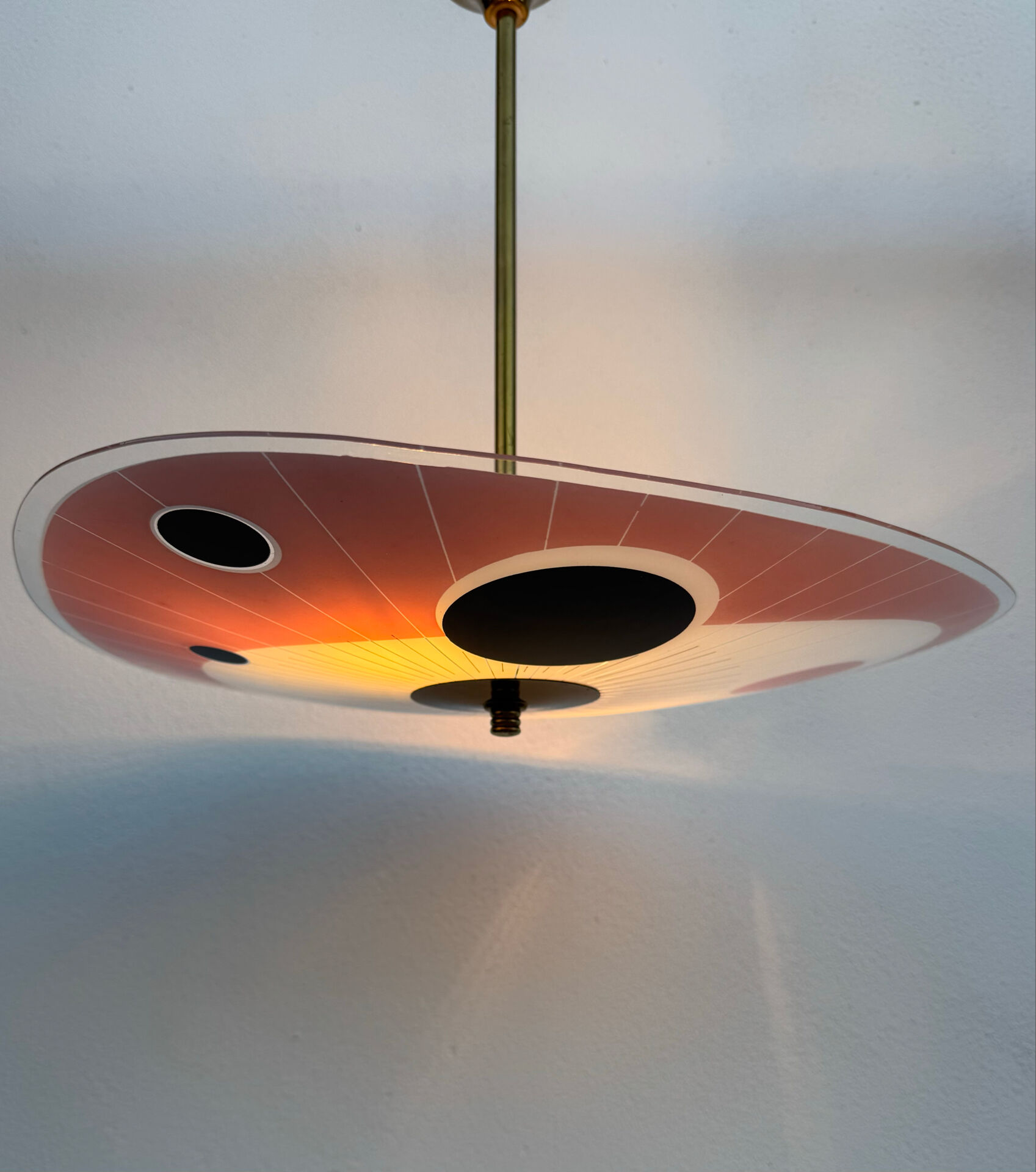 Screen-printed glass pendant from the 1960s