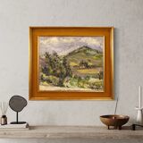 Signed landscape painting in impressionist style