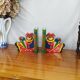Vintage wooden bookends for kids, bear & books polychrome