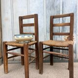 Paire de chaises en bois brut
