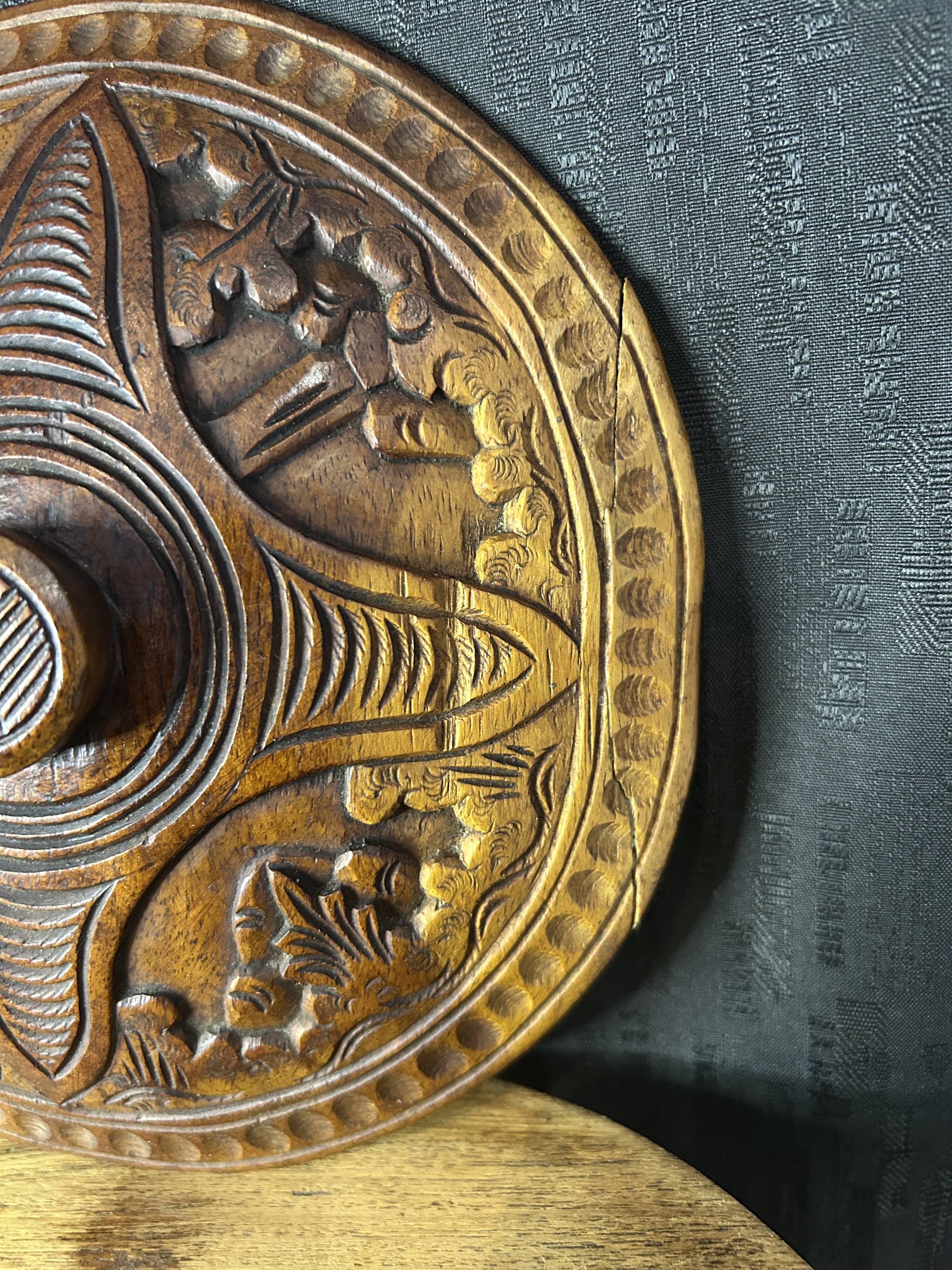 African Art - Madagascar - Vintage - Covered Pot - Carved Rosewood - 1950