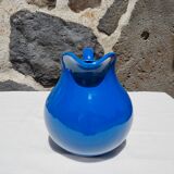 Blue ceramic belly pitcher