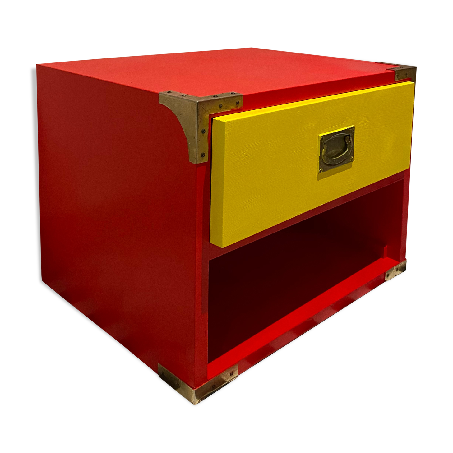 Bedside table / night design yellow red