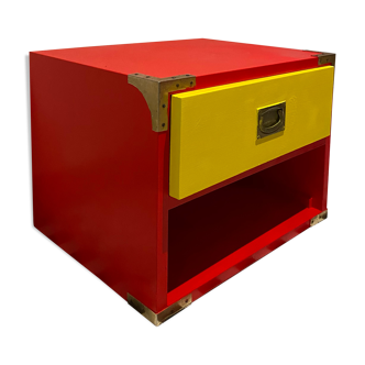 Bedside table / night design yellow red