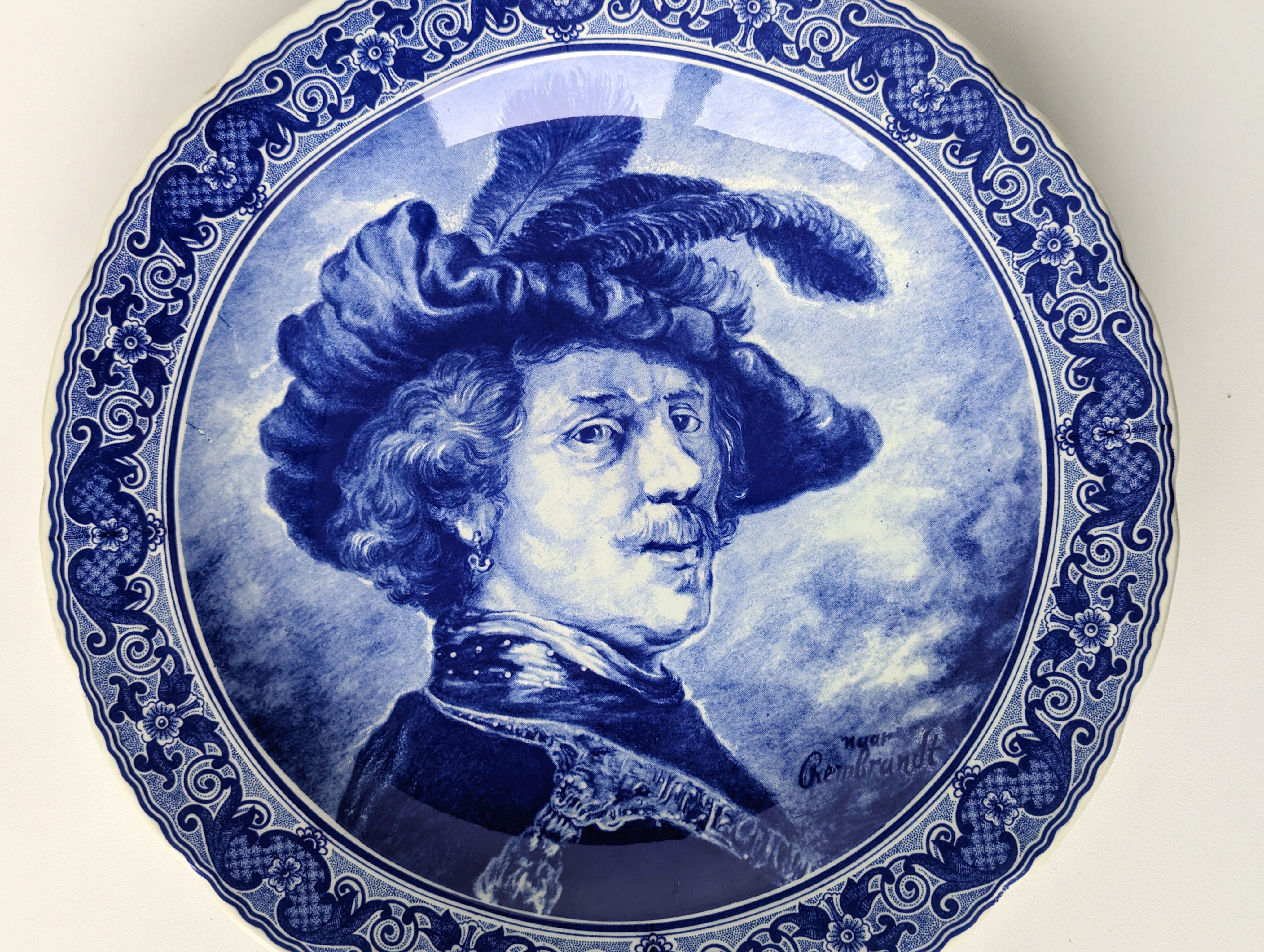 Boch Belgium ceramic wall plate depicting the painter Rembrandt