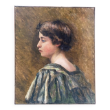 Early 20th century painting "Profile of a young girl"