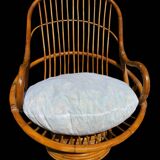 70s rattan and bamboo swivel chair