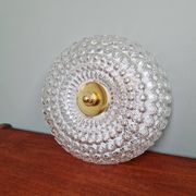 Grand plafonnier en verre alvéolé et laiton, Glasshütte Limburg, 1970