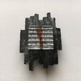 Vintage Italian brutalist wall light in wrought iron by Albano Poli for Poliarte, set of 2.