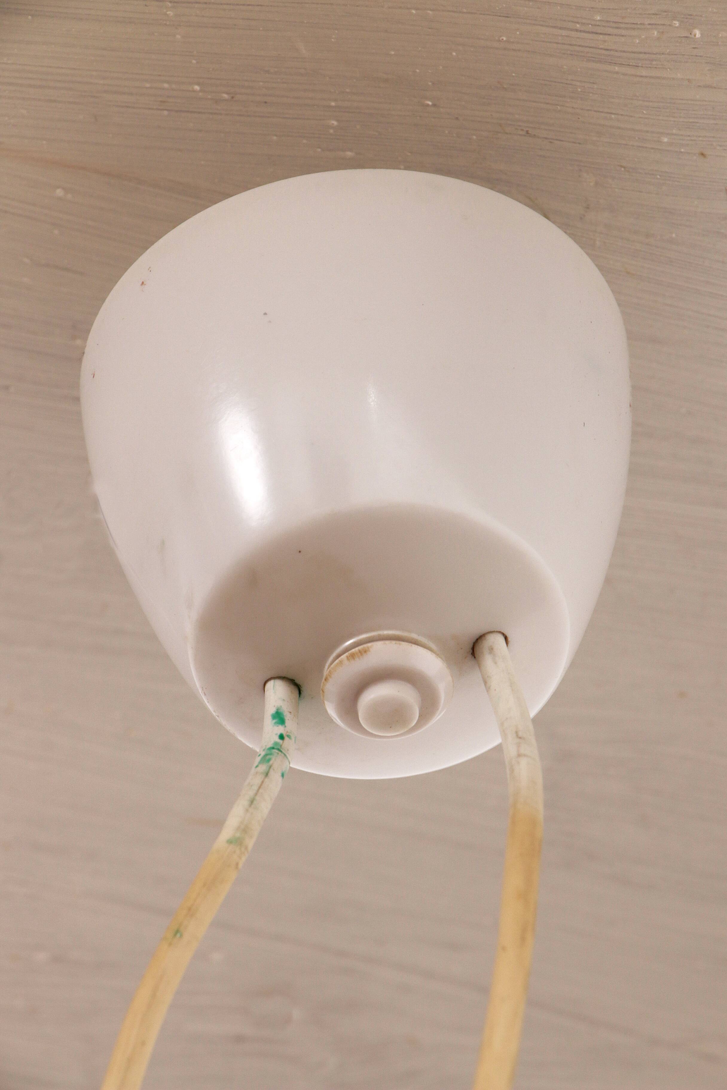 Vintage hanging lamp with two shades and teak, 1960s Sweden