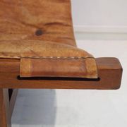 20th-century leather and Brazilian hardwood sofa, Brown
