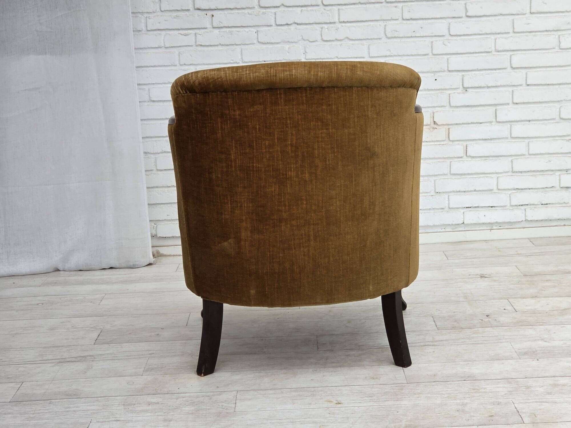 1960s, Danish armchair, furniture velour, ash wood.