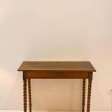 Vintage turned walnut wood console table with ball feet.