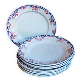 Nine Sarreguemines earthenware dessert plates, Brunoy service, 1940s
